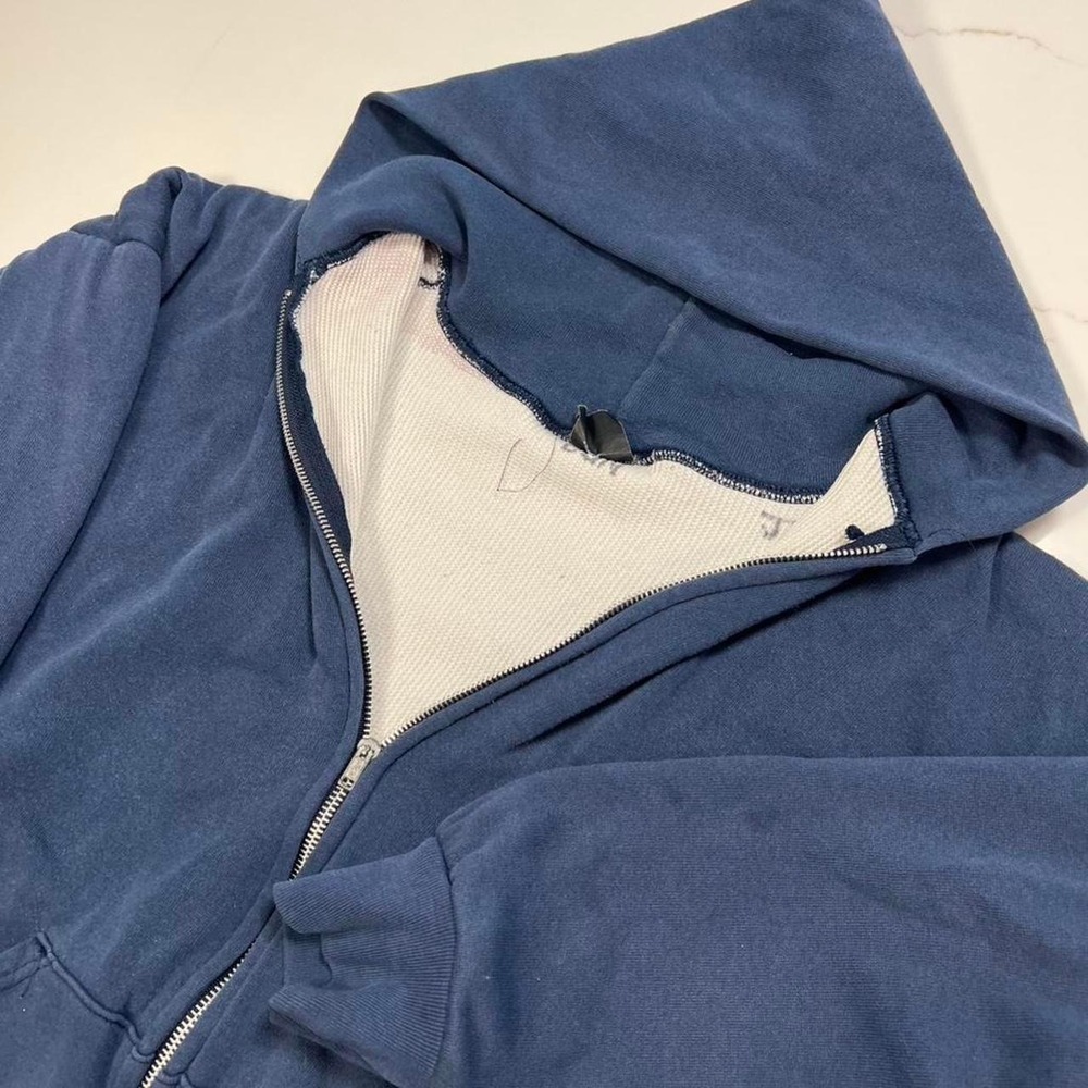 Ace Sportswear Hoodie Mens Vintage 70s 80s Faded Navy Thermal Zip Up RN62119
